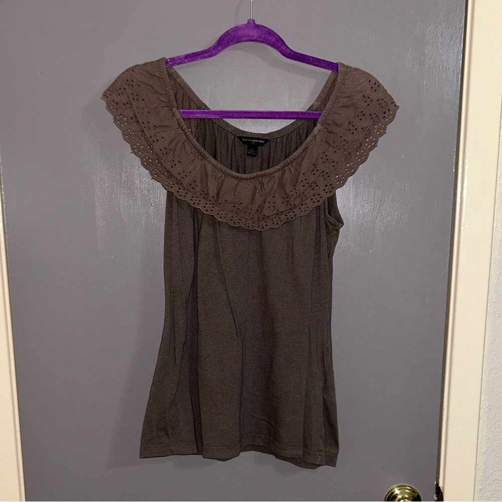 Banana Republic Taupe Off-Shoulder Top Small